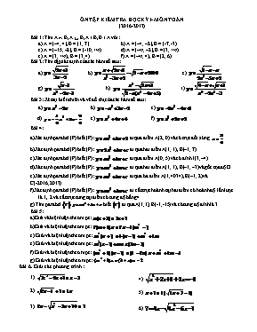 Ôn tập kiểm tra học kỳ I - Môn Toán (2016 - 2017)
